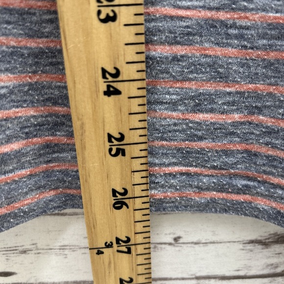 Faherty Shirt Men's Medium Gray Red Stripes Crewneck Cotton Blend Tee Casual - Picture 5 of 8